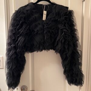 By Anthropologie Tulle Ruffle Bolero - Black
